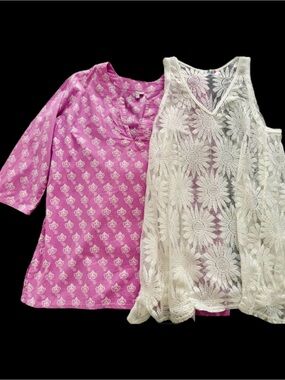 Set of Two Boho Tunics or Swim Coverups